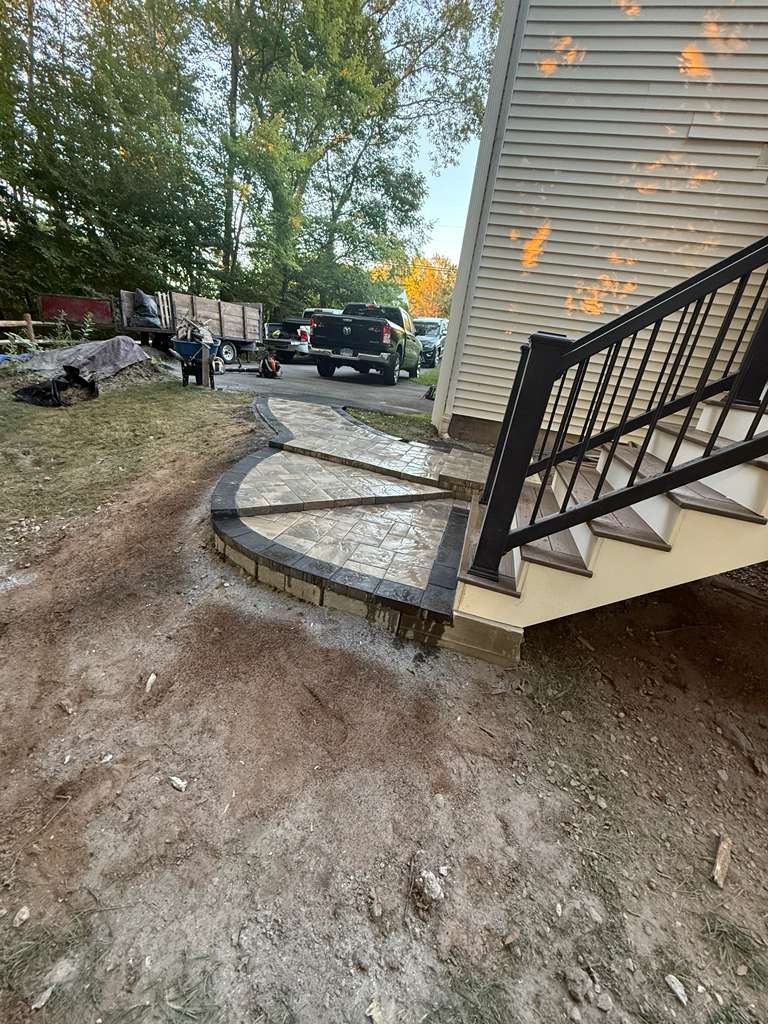 Paver patio and steps built by Green Line LLC